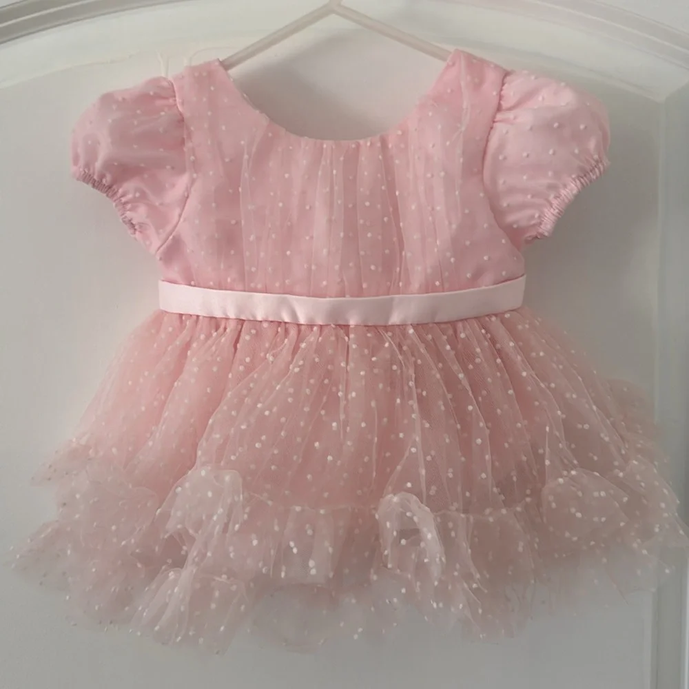 Cynthia Rowley Romper Dress, Pink, Satin, Mesh Size 6/9 Months
